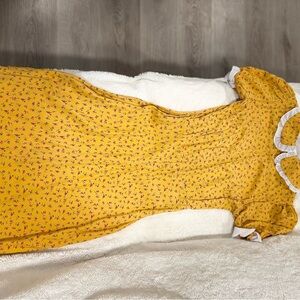 Yellow Floral Dress with White Accents